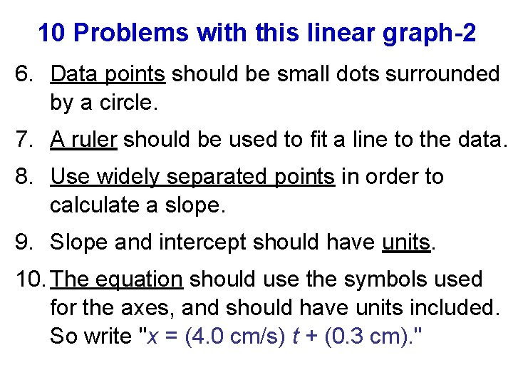 10 Problems with this linear graph-2 6. Data points should be small dots surrounded