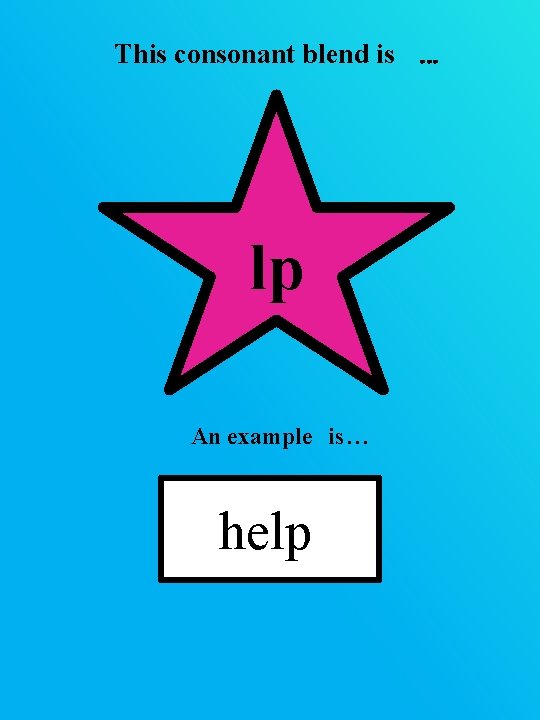 This consonant blend is … lp An example is … help This consonant blend is … lp An example is … help