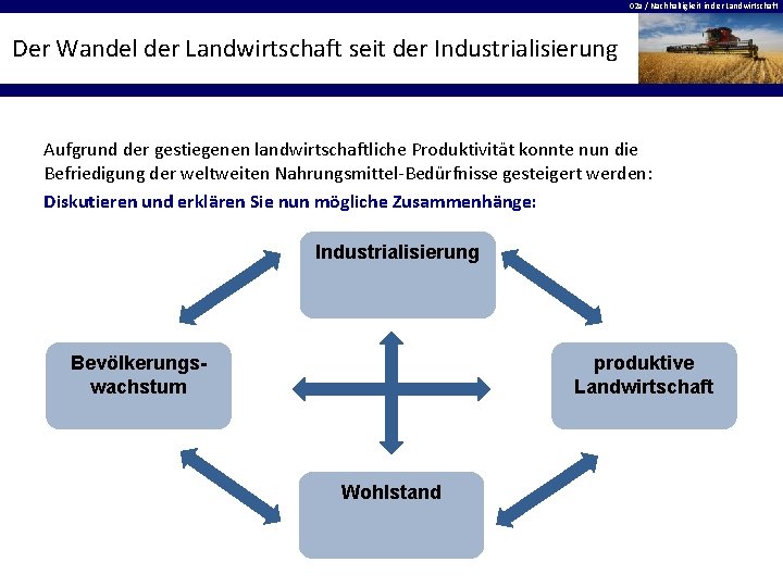 02 a / Nachhaltigkeit in der Landwirtschaft Der Wandel der Landwirtschaft seit der Industrialisierung