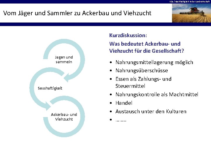 02 a / Nachhaltigkeit in der Landwirtschaft Vom Jäger und Sammler zu Ackerbau und