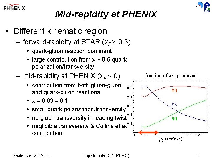 Mid-rapidity at PHENIX • Different kinematic region – forward-rapidity at STAR (x. F >