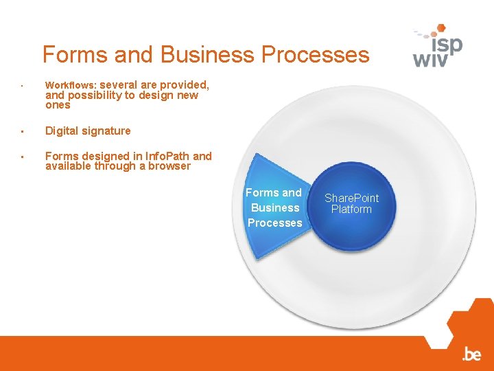 Forms and Business Processes • Workflows: several are provided, • Digital signature • Forms