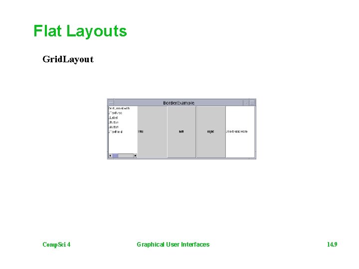 Flat Layouts Grid. Layout Comp. Sci 4 Graphical User Interfaces 14. 9 
