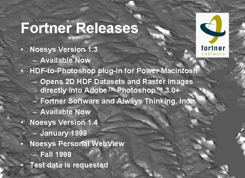 Fortner Releases • Noesys Version 1. 3 – Available Now • HDF-to-Photoshop plug-in for