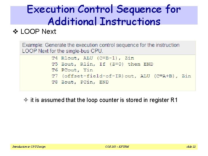 Execution Control Sequence for Additional Instructions v LOOP Next ² it is assumed that