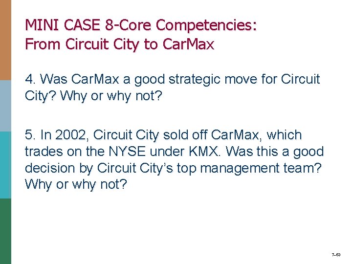 MINI CASE 8 -Core Competencies: From Circuit City to Car. Max 4. Was Car.