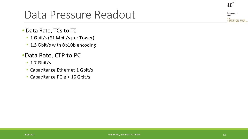 Data Pressure Readout • Data Rate, TCs to TC • 1 Gbit/s (61 Mbit/s Data Pressure Readout • Data Rate, TCs to TC • 1 Gbit/s (61 Mbit/s
