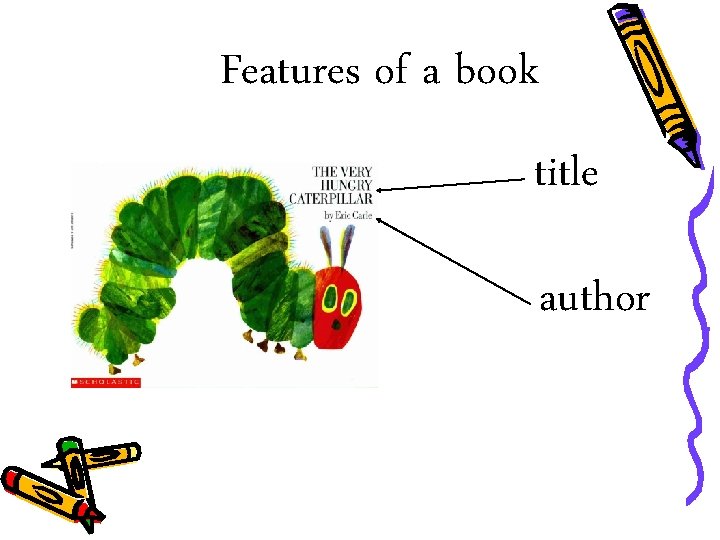 Features of a book title author 