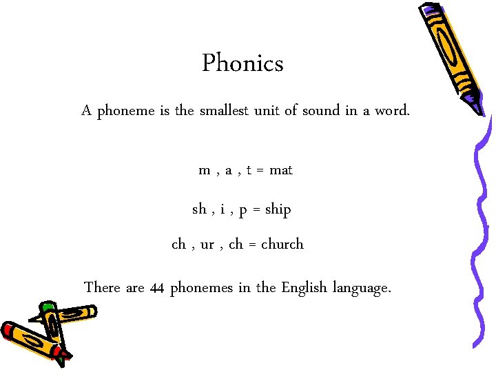 Phonics A phoneme is the smallest unit of sound in a word. m ,