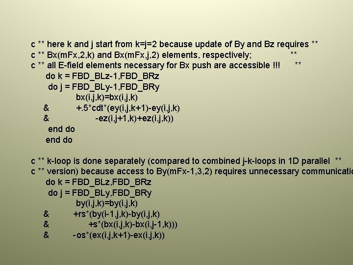 c ** here k and j start from k=j=2 because update of By and