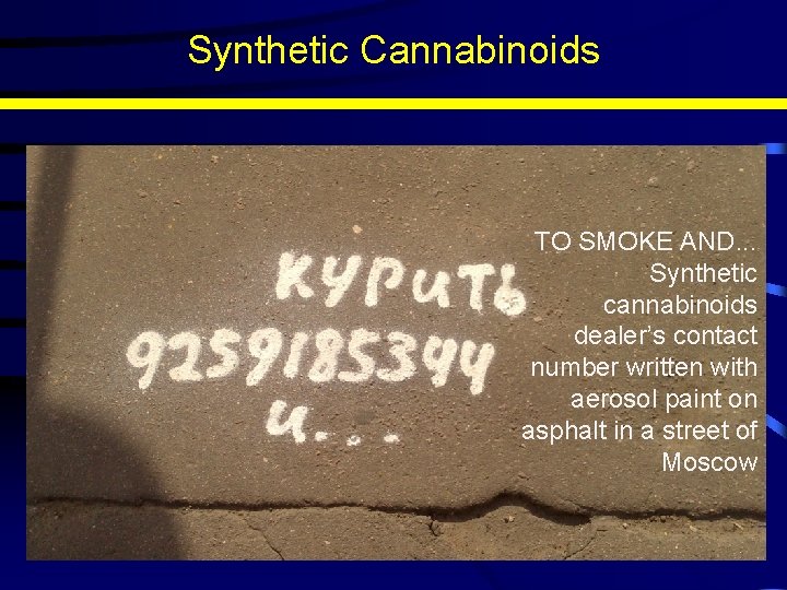 Synthetic Cannabinoids TO SMOKE AND. . . Synthetic cannabinoids dealer’s contact number written with