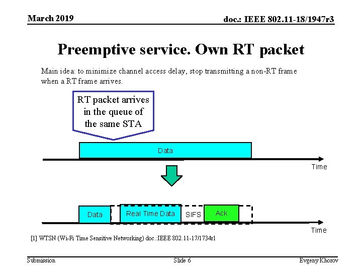 March 2019 doc. : IEEE 802. 11 -18/1947 r 3 Preemptive service. Own RT