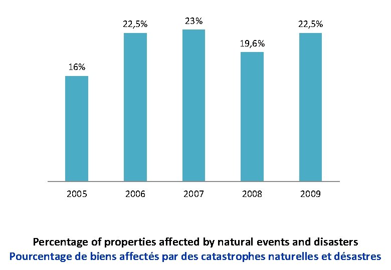 22, 5% 23% 22, 5% 19, 6% 16% 2005 2006 2007 2008 2009 Percentage