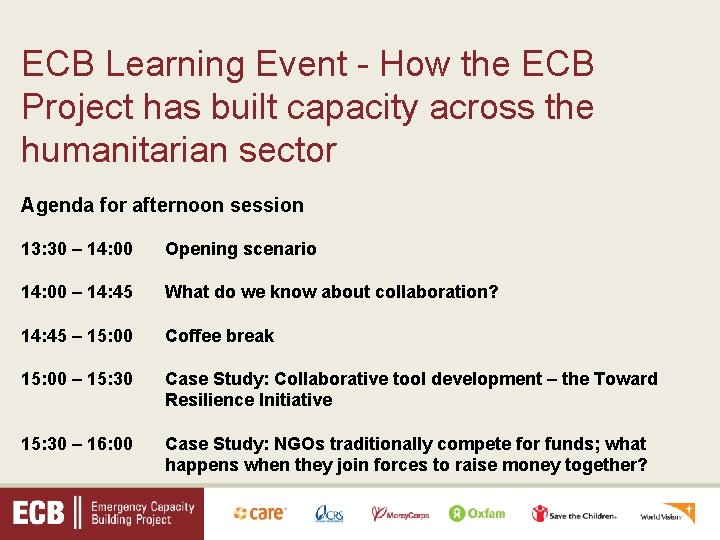 ECB Learning Event - How the ECB Project has built capacity across the humanitarian