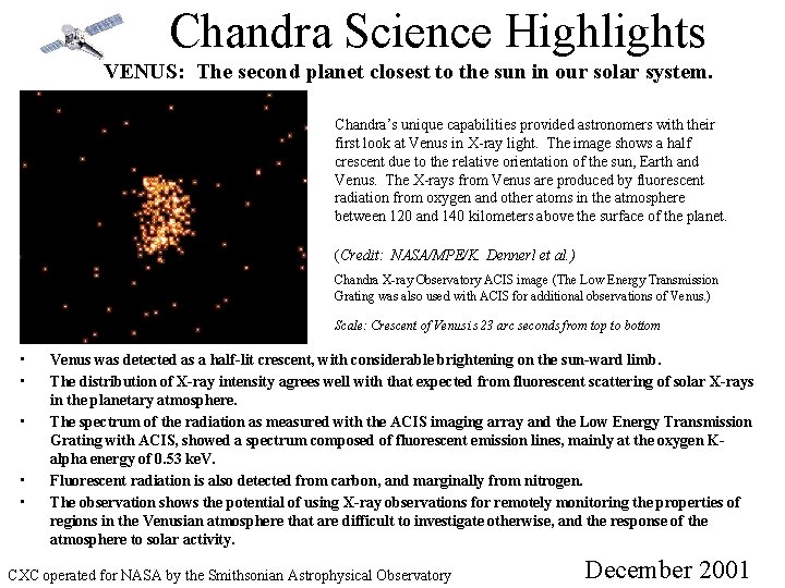 Chandra Science Highlights VENUS: The second planet closest to the sun in our solar