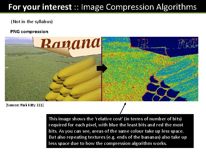 For your interest : : Image Compression Algorithms (Not in the syllabus) PNG compression For your interest : : Image Compression Algorithms (Not in the syllabus) PNG compression