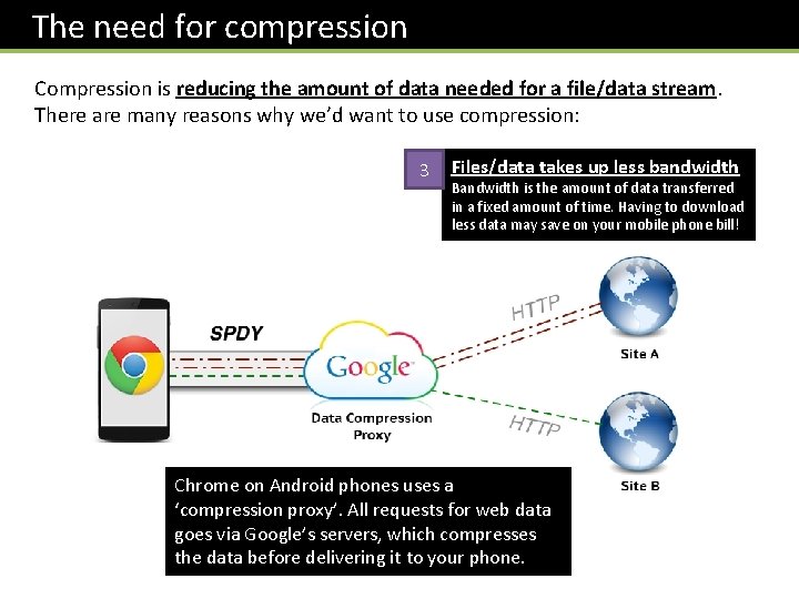 The need for compression Compression is reducing the amount of data needed for a The need for compression Compression is reducing the amount of data needed for a