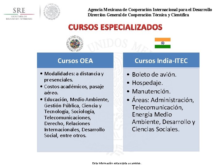 Agencia Mexicana de Cooperación Internacional para el Desarrollo Dirección General de Cooperación Técnica y