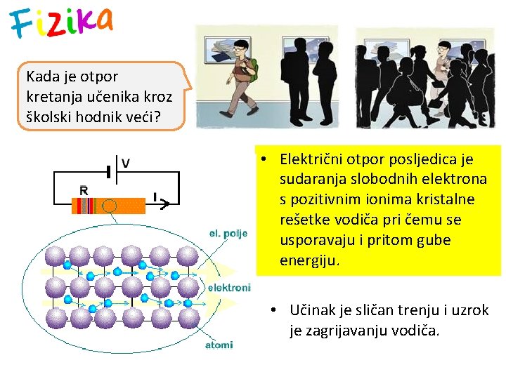 Kada je otpor kretanja učenika kroz školski hodnik veći? • Električni otpor posljedica je