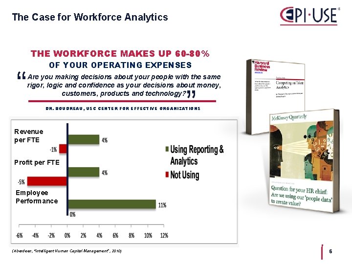 The Case for Workforce Analytics THE WORKFORCE MAKES UP 60 -80% “ “ OF