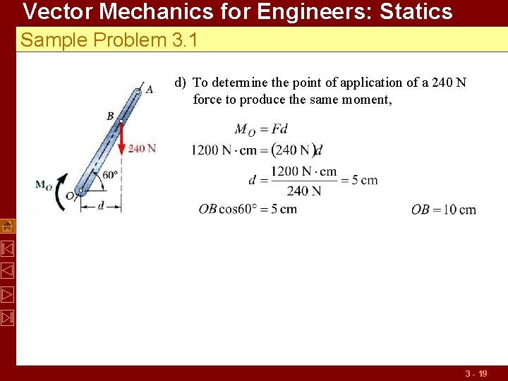 Vector Mechanics for Engineers: Statics Sample Problem 3. 1 d) To determine the point