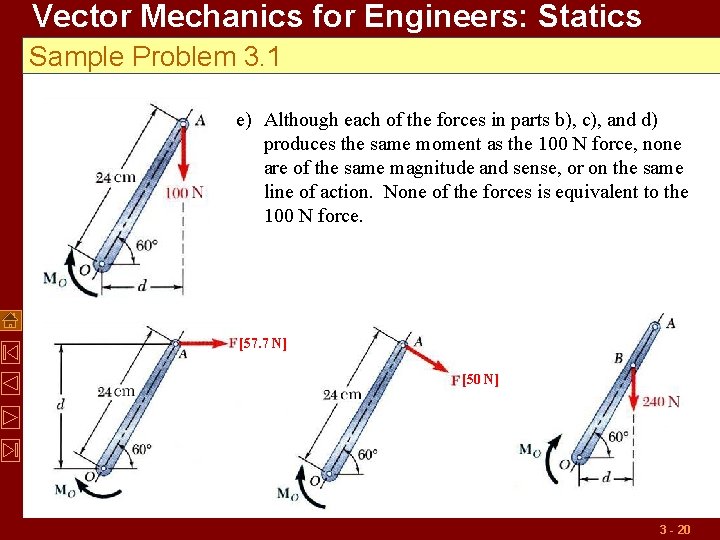 Vector Mechanics for Engineers: Statics Sample Problem 3. 1 e) Although each of the