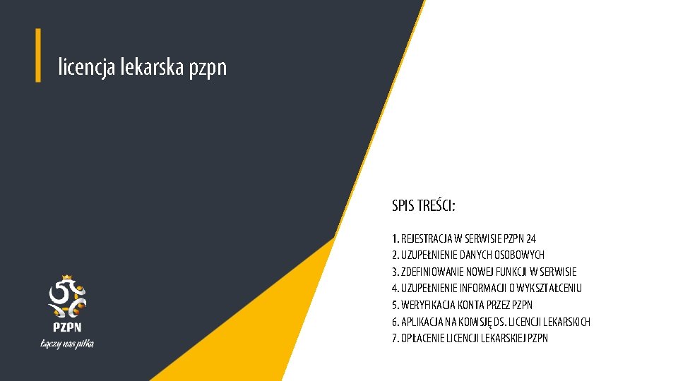 licencja lekarska pzpn SPIS TREŚCI: 1. REJESTRACJA W SERWISIE PZPN 24 2. UZUPEŁNIENIE DANYCH