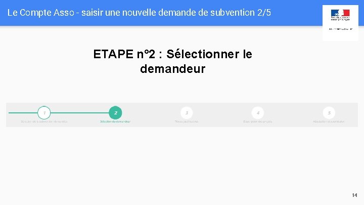 Le Compte Asso - saisir une nouvelle demande de subvention 2/5 ETAPE n° 2