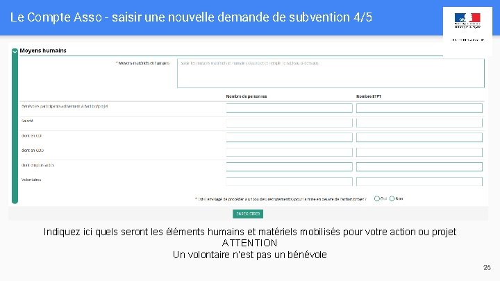 Le Compte Asso - saisir une nouvelle demande de subvention 4/5 Indiquez ici quels