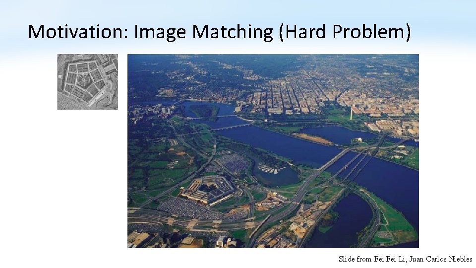 Motivation: Image Matching (Hard Problem) Slide from Fei Li, Juan Carlos Niebles 