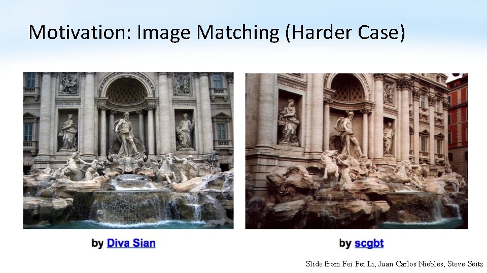 Motivation: Image Matching (Harder Case) Slide from Fei Li, Juan Carlos Niebles, Steve Seitz