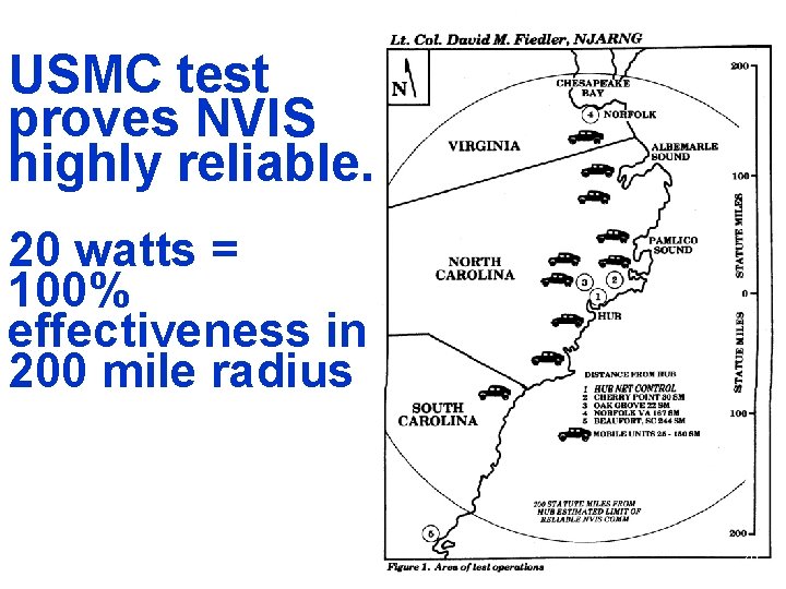 USMC test proves NVIS highly reliable. 20 watts = 100% effectiveness in 200 mile