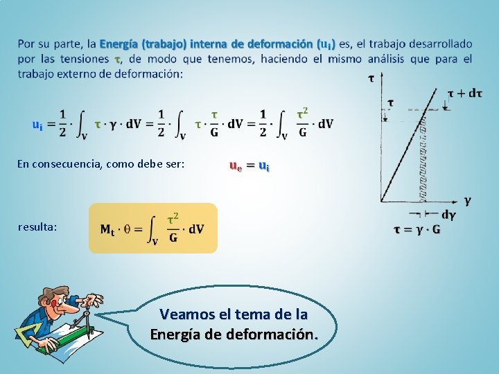 En consecuencia, como debe ser: resulta: Veamos el tema de la Energía de deformación.