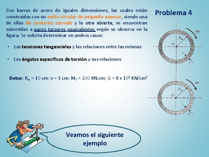 Dos barras de acero de iguales dimensiones, las cuales están construidas con un anillo