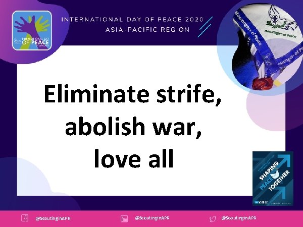 Eliminate strife, abolish war, love all @Scoutingin. APR 