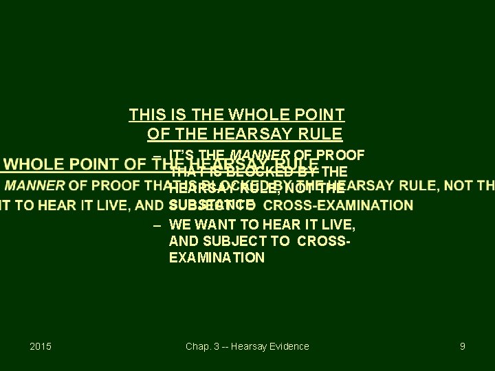 THIS IS THE WHOLE POINT OF THE HEARSAY RULE – IT’S THE MANNER OF