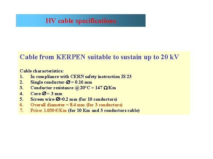 RPC Barrel Cabling summary Signal cable specifications Signal