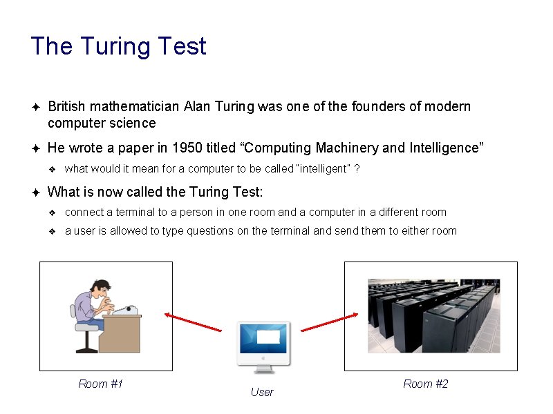 The Turing Test ✦ British mathematician Alan Turing was one of the founders of The Turing Test ✦ British mathematician Alan Turing was one of the founders of