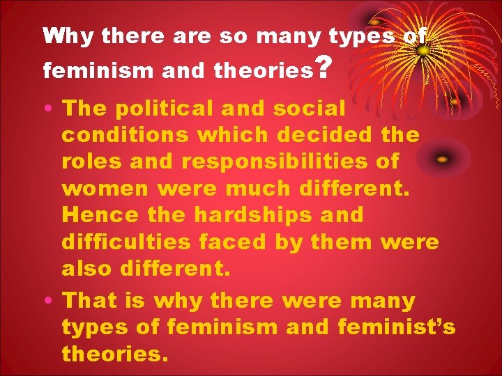 Why there are so many types of feminism and theories? • The political and