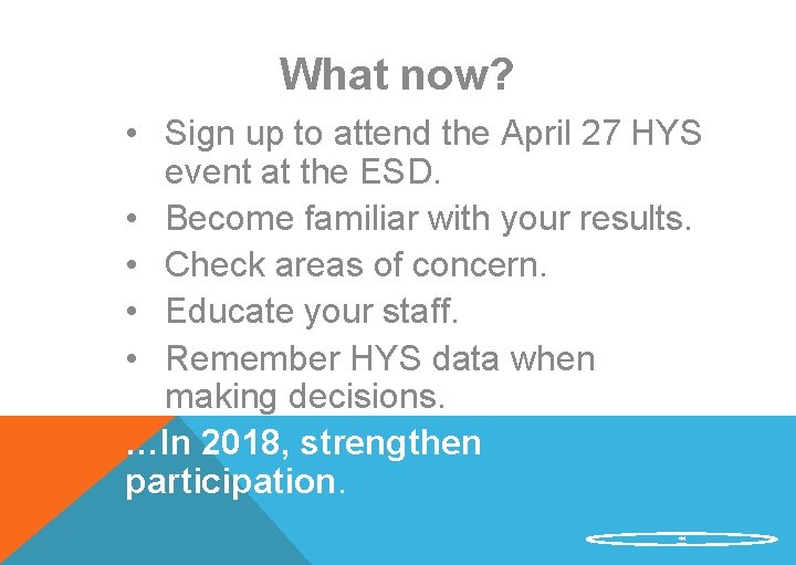 What now? • Sign up to attend the April 27 HYS event at the