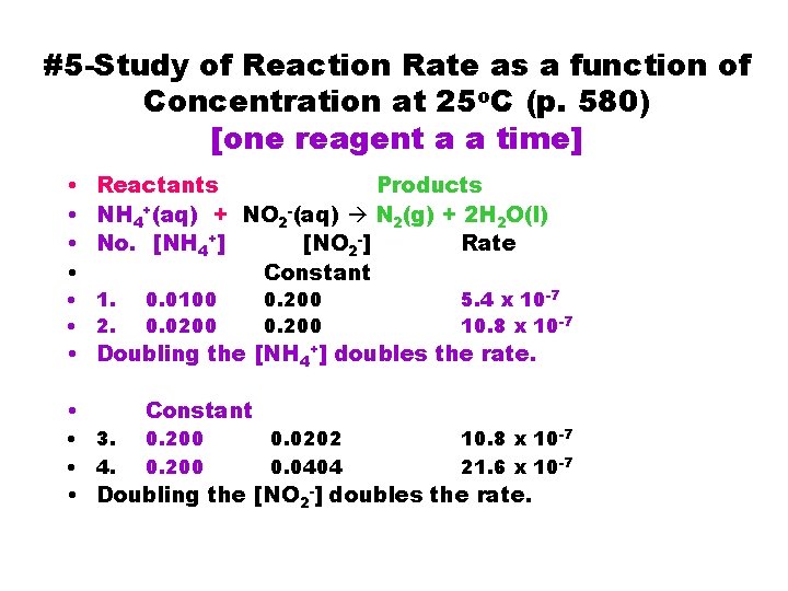 #5 -Study of Reaction Rate as a function of Concentration at 25 o. C