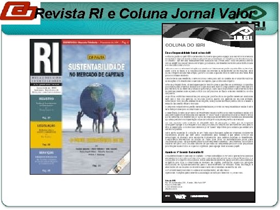 Revista RI e Coluna Jornal Valor 