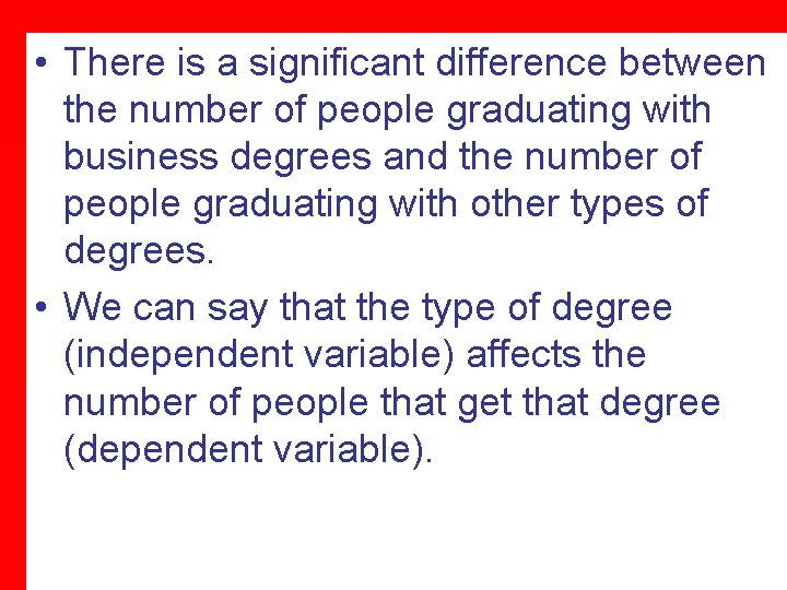  • There is a significant difference between the number of people graduating with