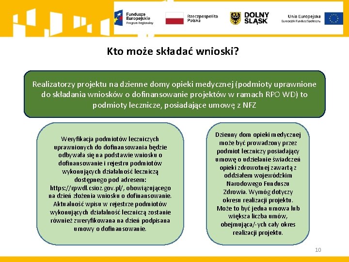 Kto może składać wnioski? Realizatorzy projektu na dzienne domy opieki medycznej (podmioty uprawnione do