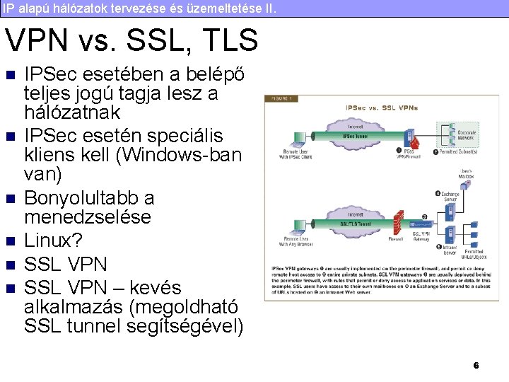 IP alapú hálózatok tervezése és üzemeltetése II. VPN vs. SSL, TLS n n n