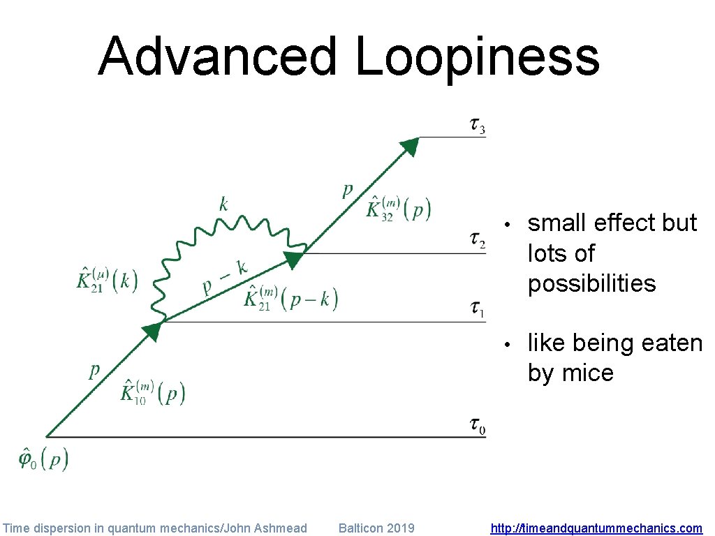 Advanced Loopiness Time dispersion in quantum mechanics/John Ashmead Balticon 2019 • small effect but