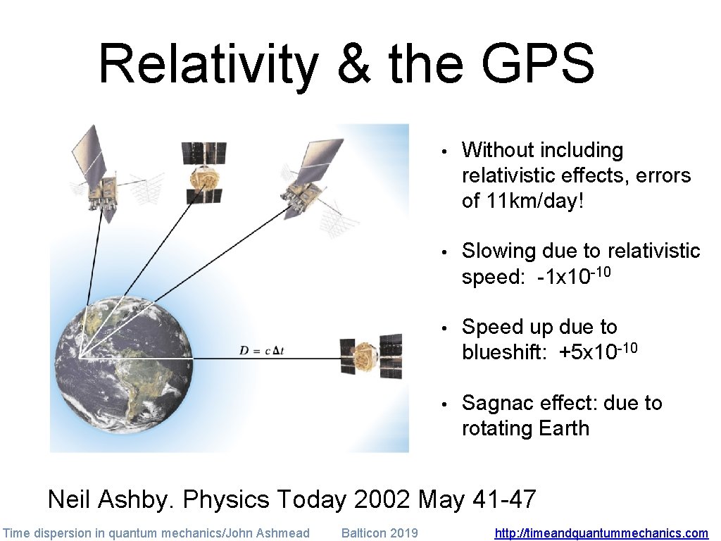 Relativity & the GPS • Without including relativistic effects, errors of 11 km/day! •