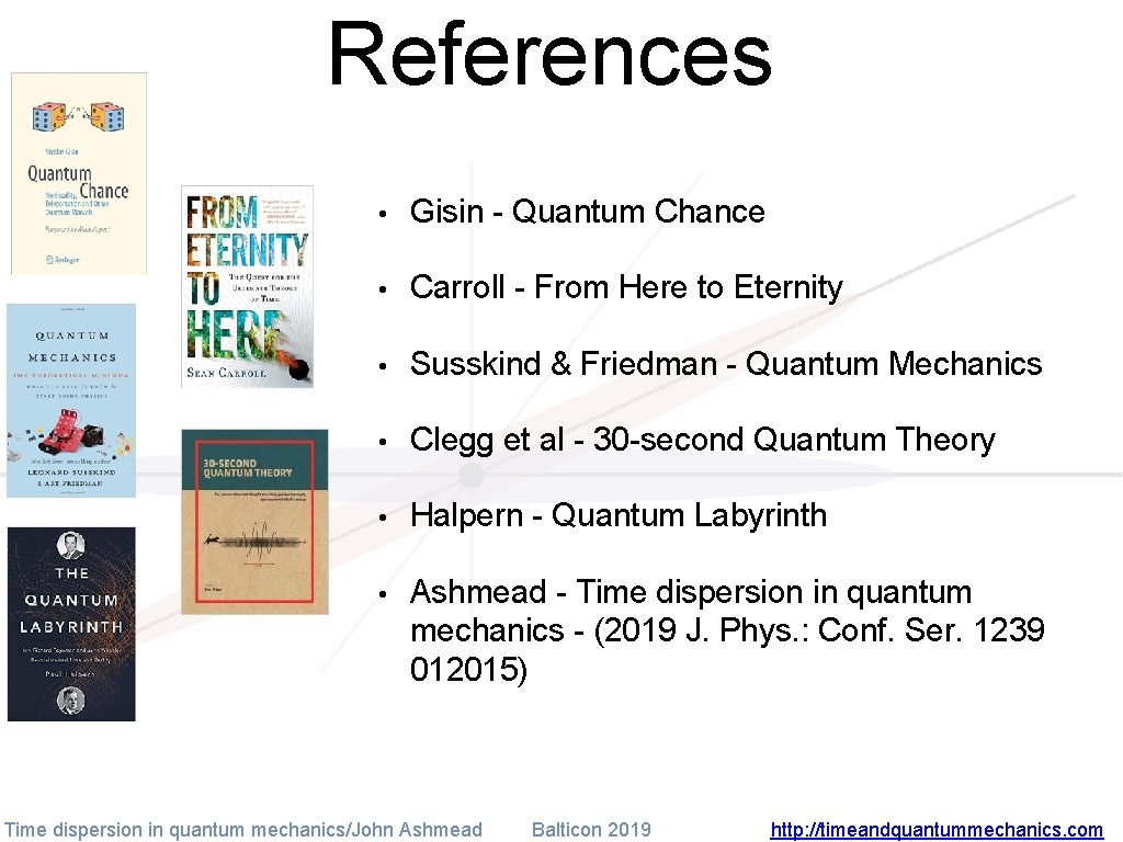 References • Gisin - Quantum Chance • Carroll - From Here to Eternity •