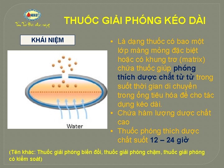 THUỐC GIẢI PHÓNG KÉO DÀI KHÁI NIỆM • Là dạng thuốc có bao một