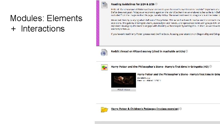 Modules: Elements + Interactions 